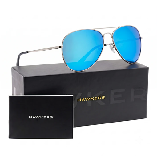 [8436579117924] Lentes De Sol Polarizado Hawkers Hawk Aviador Silver Blue HHAW22SLMP
